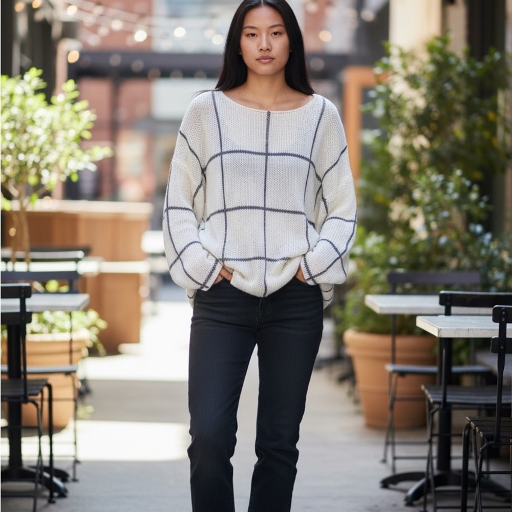 Wooden Ships White Window Pane Sweater